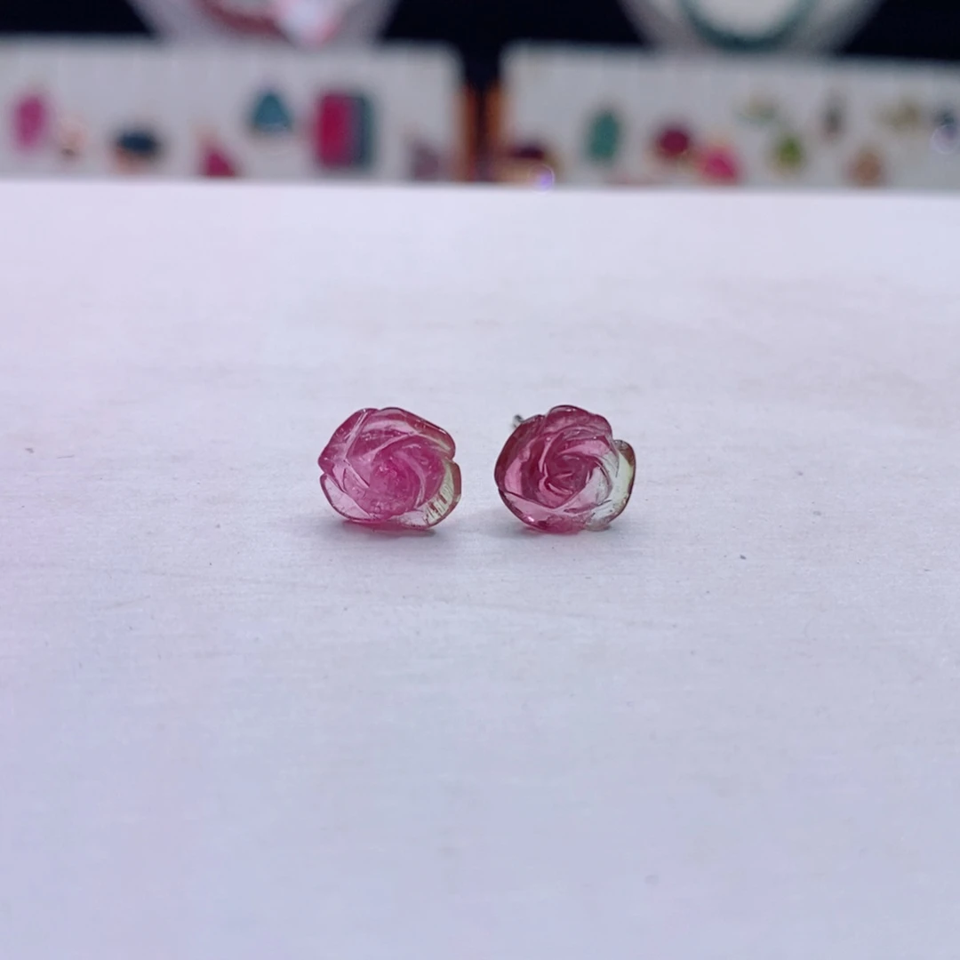 碧玺耳饰银S925镶嵌碧玺A耳饰