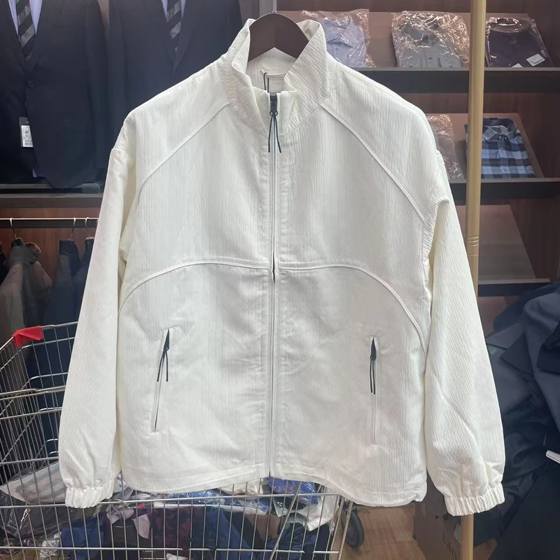 H1161.春秋男式夹克 立领舒适休闲外套 米白色 时尚都市年轻帅气