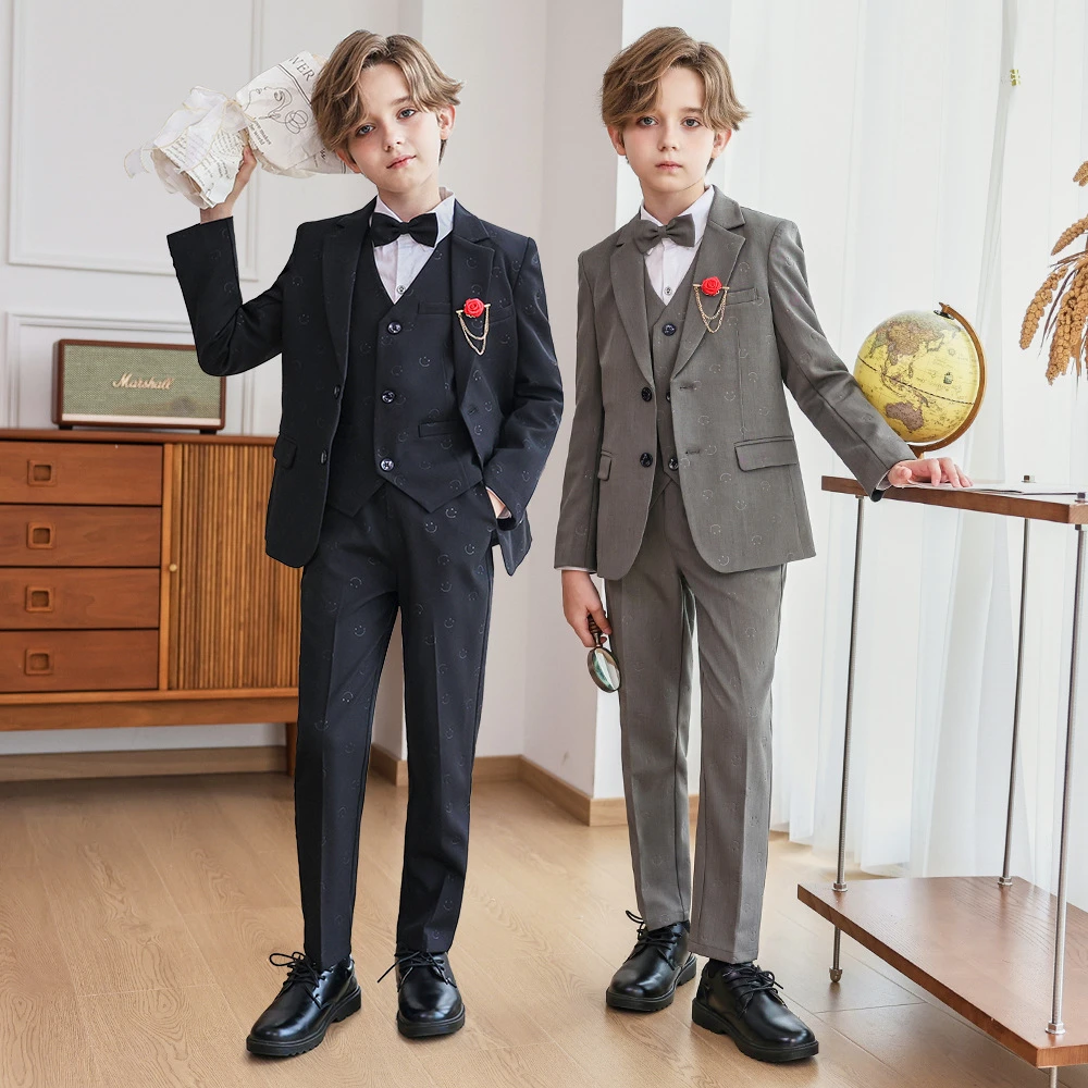 儿童西装秋冬款帅气英伦西服套装男孩班级活动演出服周岁花童礼服
