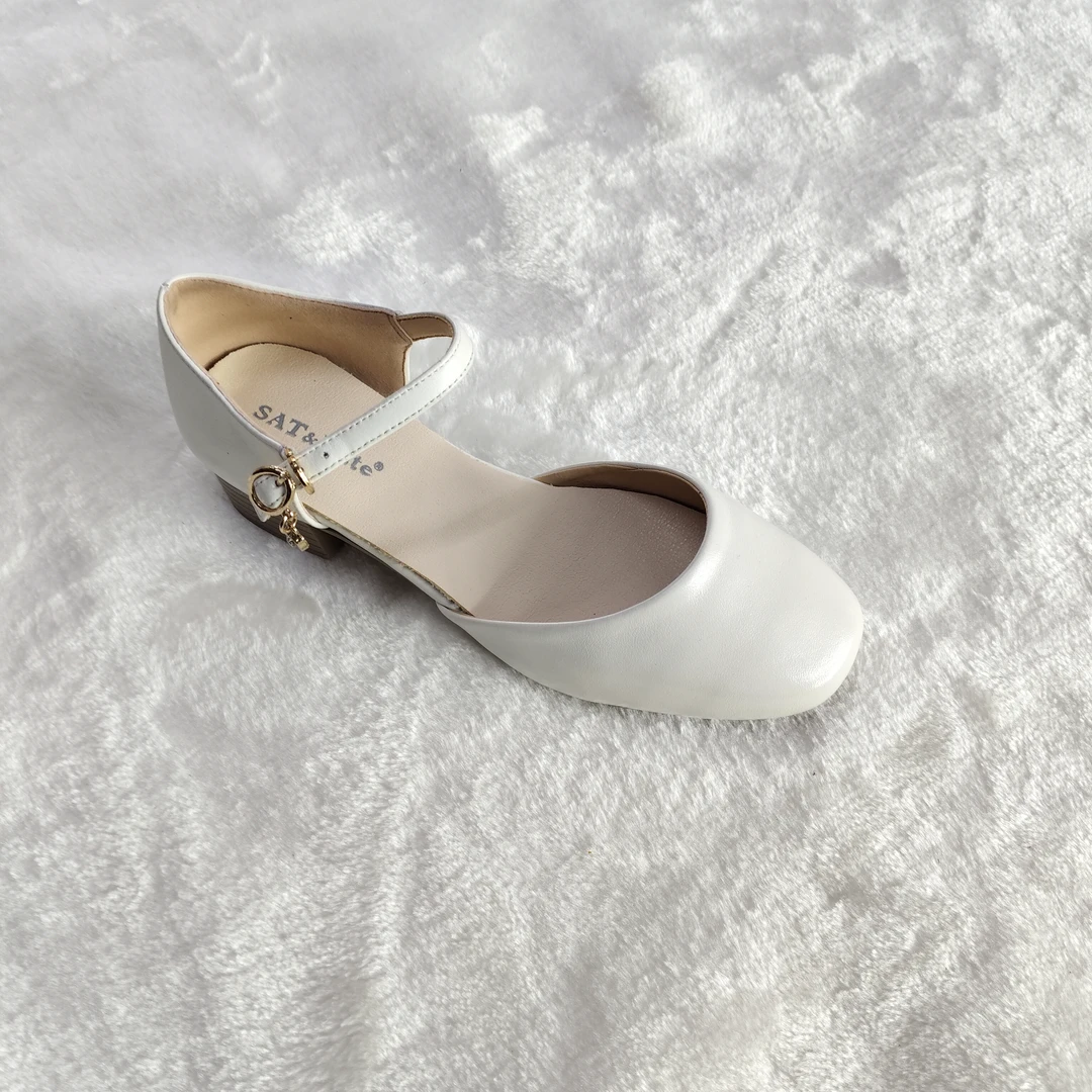 头层牛皮包头女士凉鞋仙女风一字扣带凉鞋