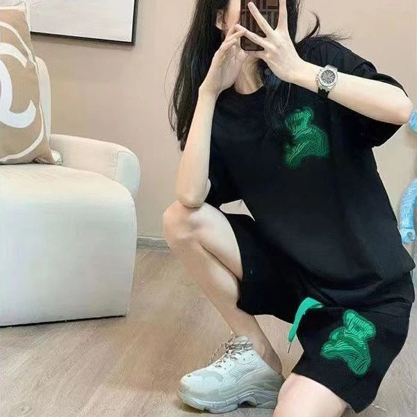 刺绣短袖+工装短裤套装女夏薄款显瘦洋气休闲减龄时尚运动套装