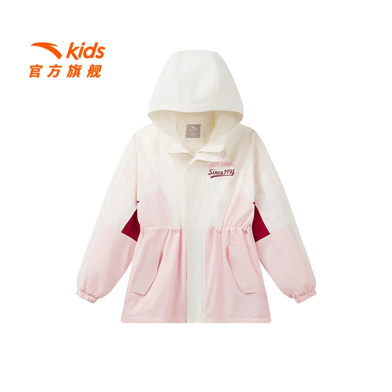 安踏儿童女大童丝光绒运动上衣2025春季新款舒适保暖青少年厚外套