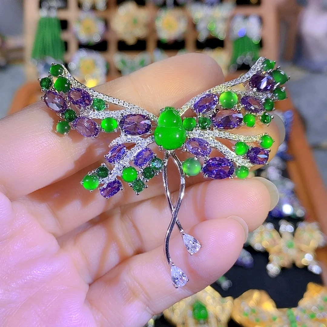 吊坠(不含链)银S925镶嵌翡翠