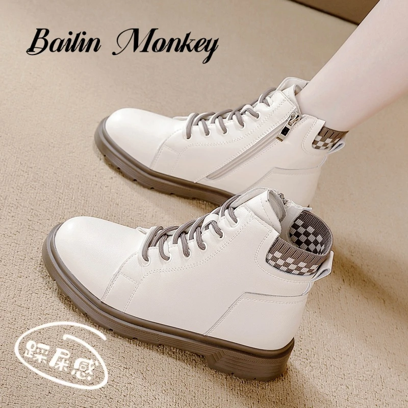 品牌旗舰英伦风侧拉链短靴女2025秋冬新款厚底百搭休闲时尚马丁靴