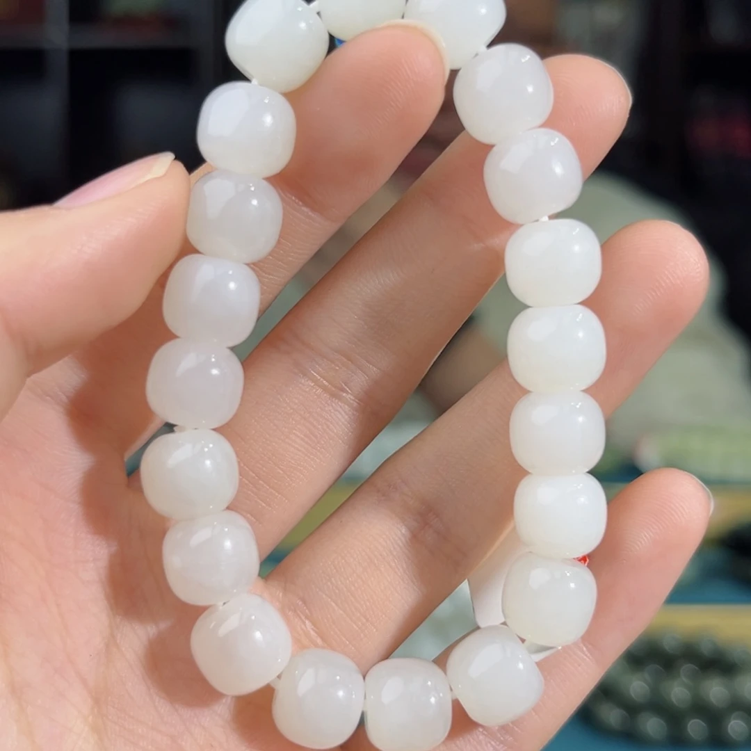 和田玉手链未镶嵌手串纯天然和田玉青海料野牛沟10mm