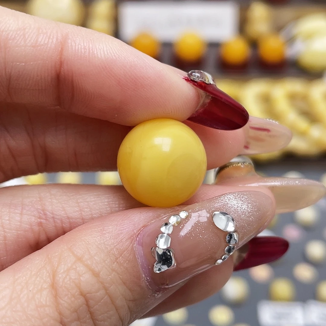 琥珀裸石未镶嵌蜜蜡圆珠15.1mm