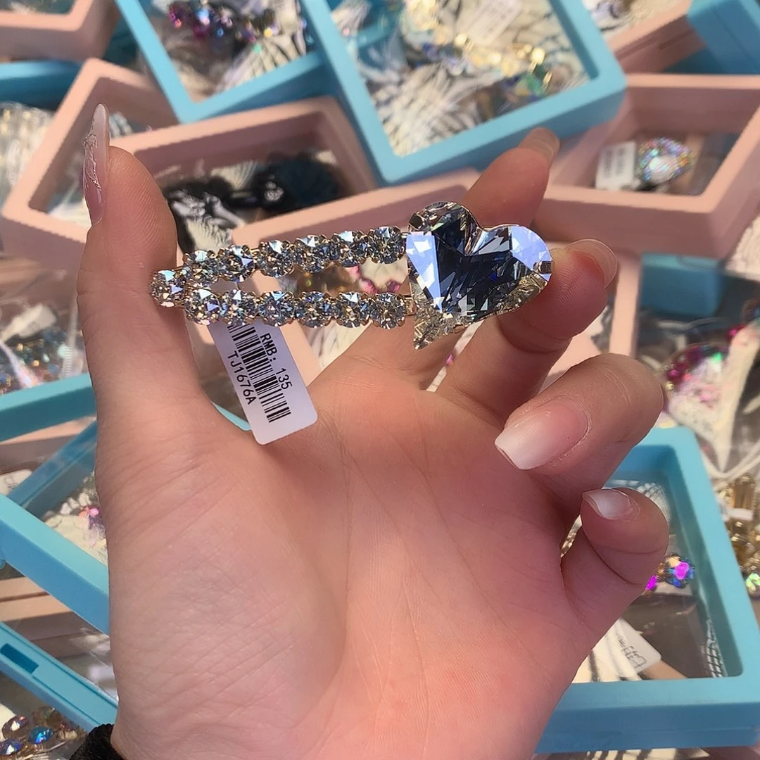 雲***r仿水晶铜合金爱心鸭嘴夹