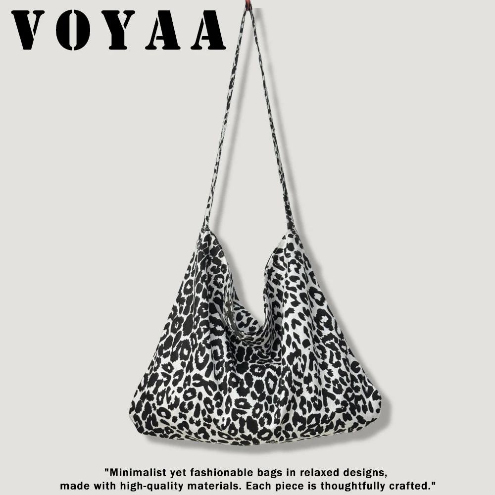 VOYAA 小众慵懒风豹纹托特包明星同款大容量休闲包通勤包单肩斜挎