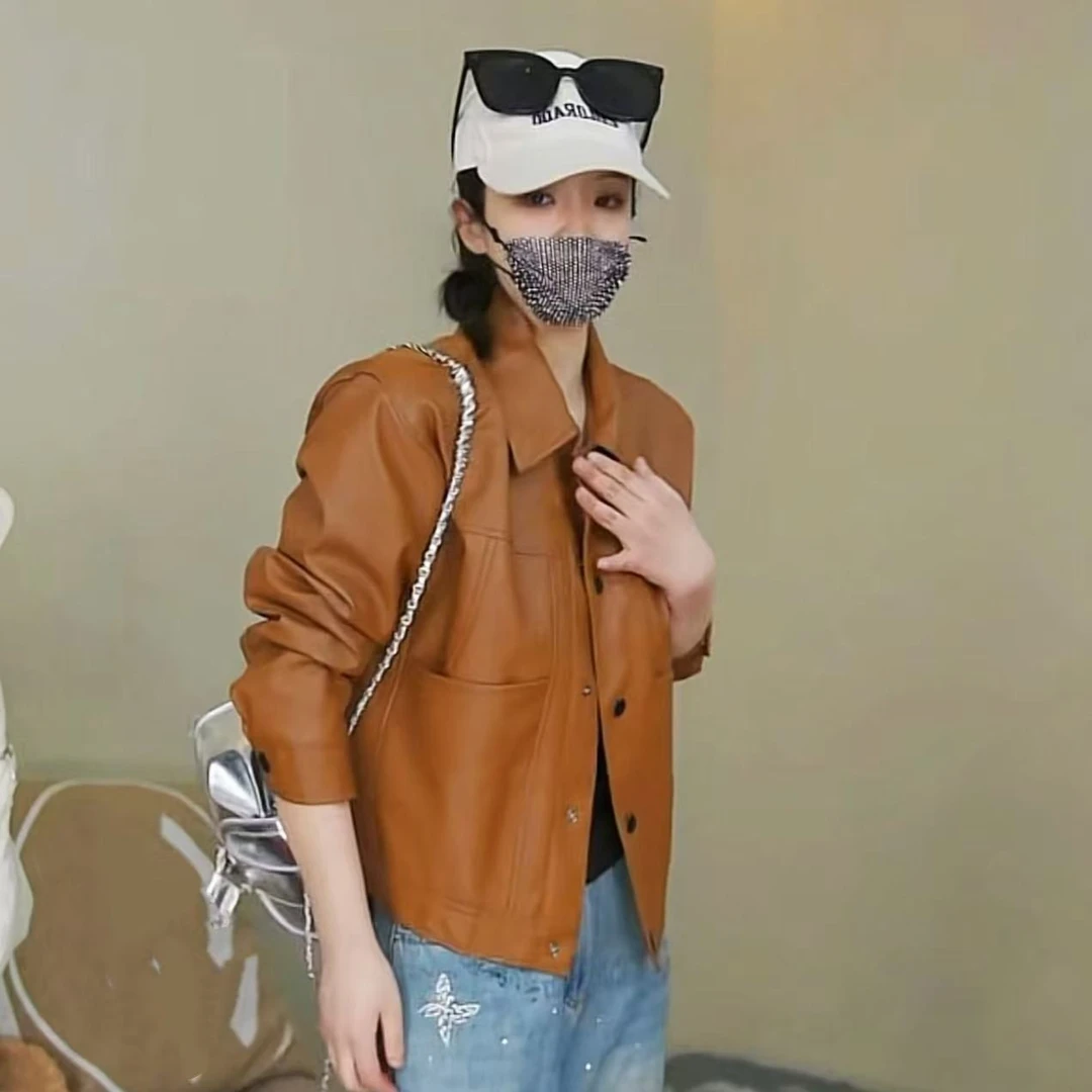 2025薄款修身潮流皮衣夹克韩版女装外套机车女装洋气时尚显瘦H773
