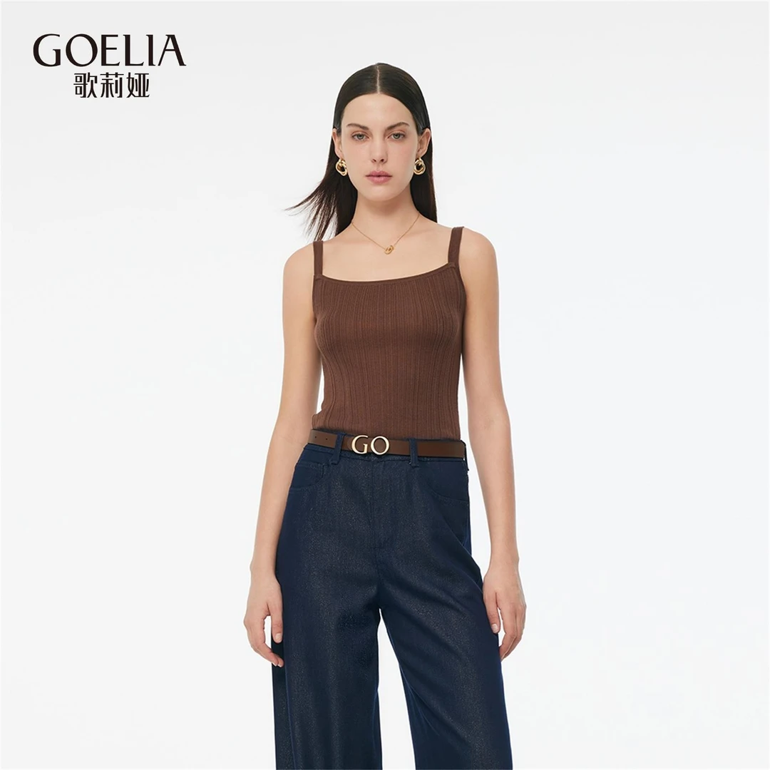 歌莉娅简约修身弹力针织背心夏季出游穿搭洋气衣服女1E5C5B580
