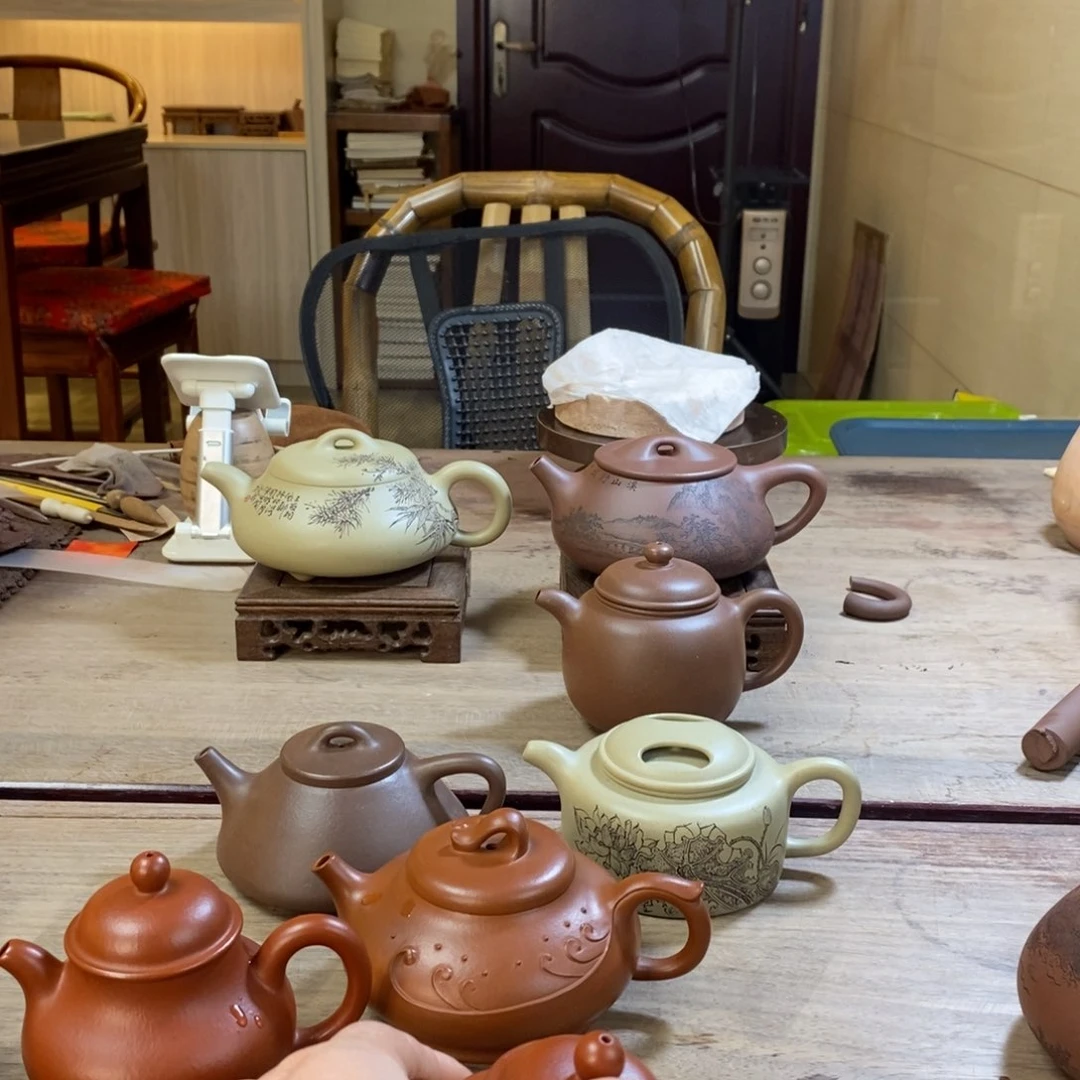 紫砂壶画*云全手工朱泥容天壶