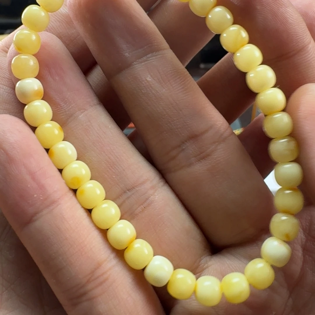 琥珀裸石未镶嵌带皮色老型单圈6mm