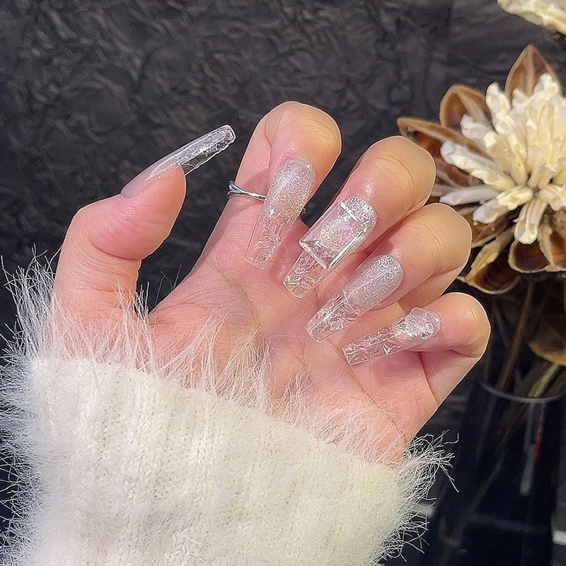 【白开水冰冰】六朵云-纯手工长T美甲重工纯手工穿戴甲片