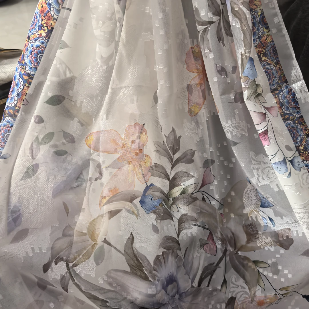 花楹苏萝工艺高奢桑蚕丝手工披肩丝巾180*70