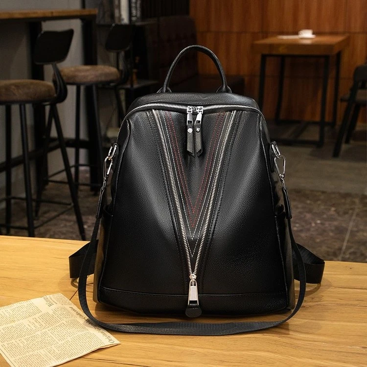 复古风轻职风港风三根学院风纯色双肩包双根可折叠