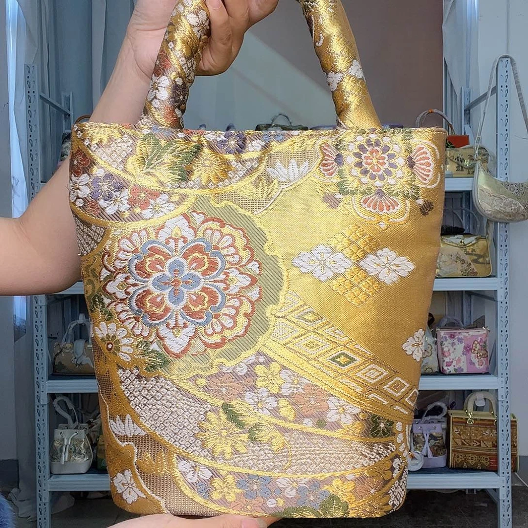 织物桑蚕丝非遗唐锦纯布手提包