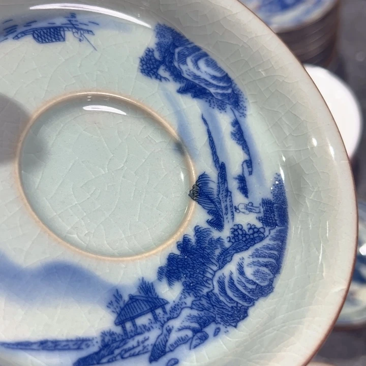 瓷片淘泥山水高足壶承