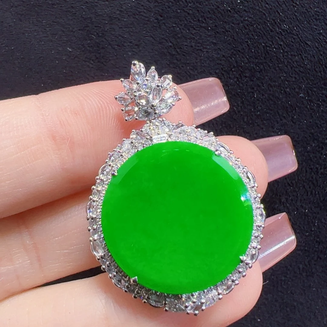 翡翠吊坠(不含链)18K金镶嵌吊坠