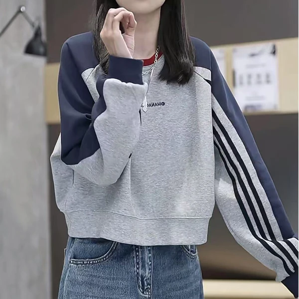 插肩袖春秋卫衣女春季圆领运动秋季短款休闲风韩版