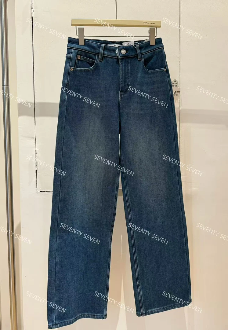 【77实体店】韩系新款蓝色显瘦加绒牛仔裤#6005