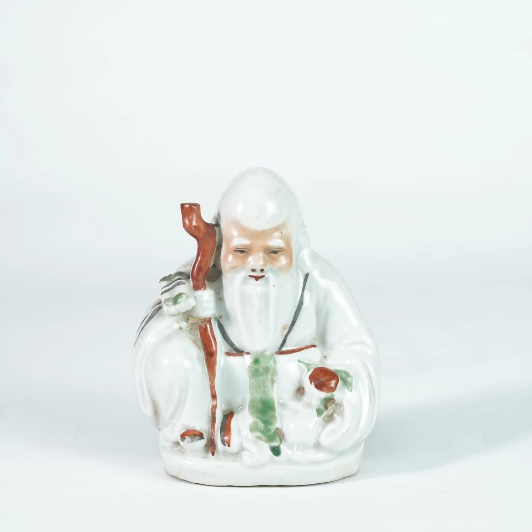 LABC251213002【十竹斋】民国寿星粉彩瓷塑