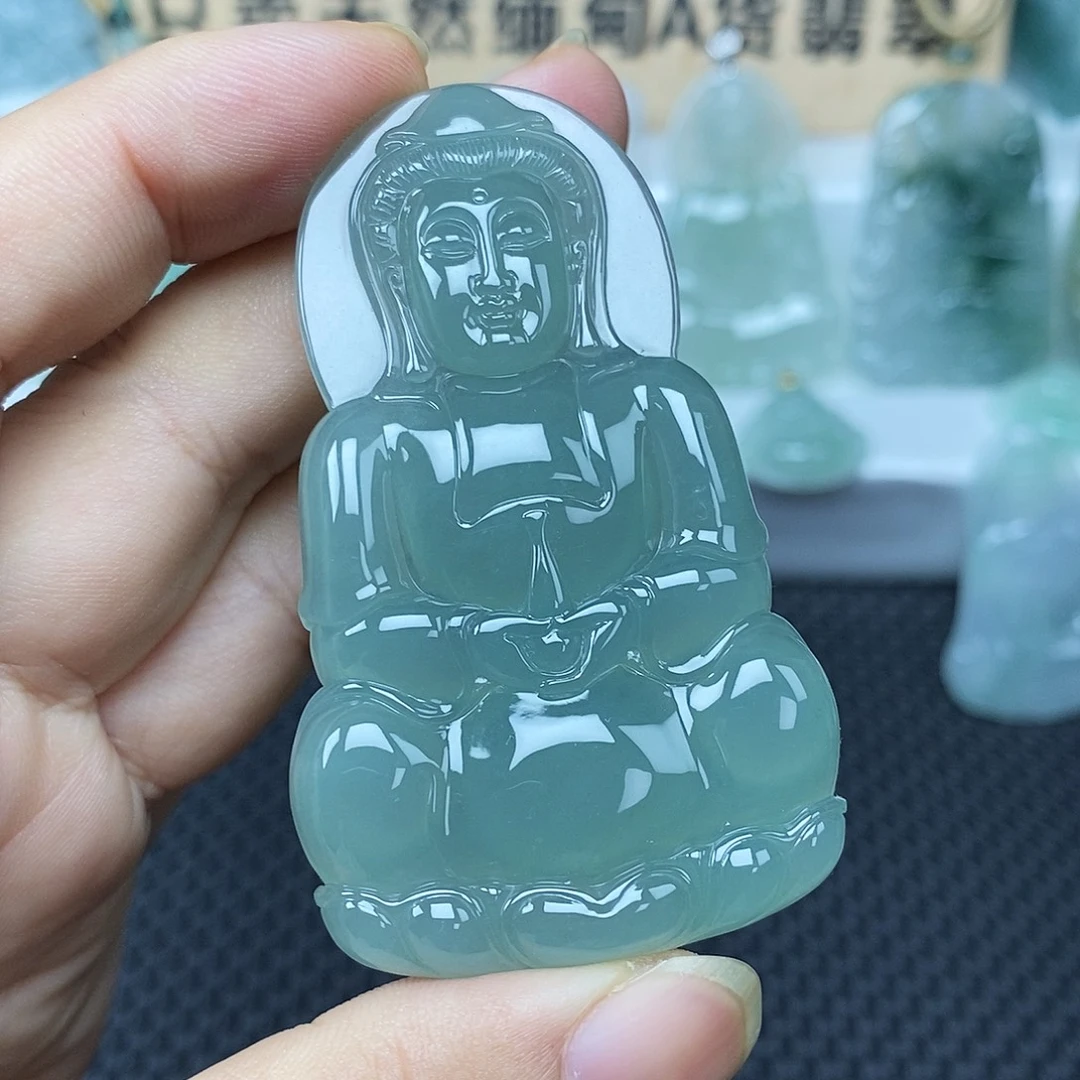 蓝***空翡翠未镶嵌颈饰翡翠