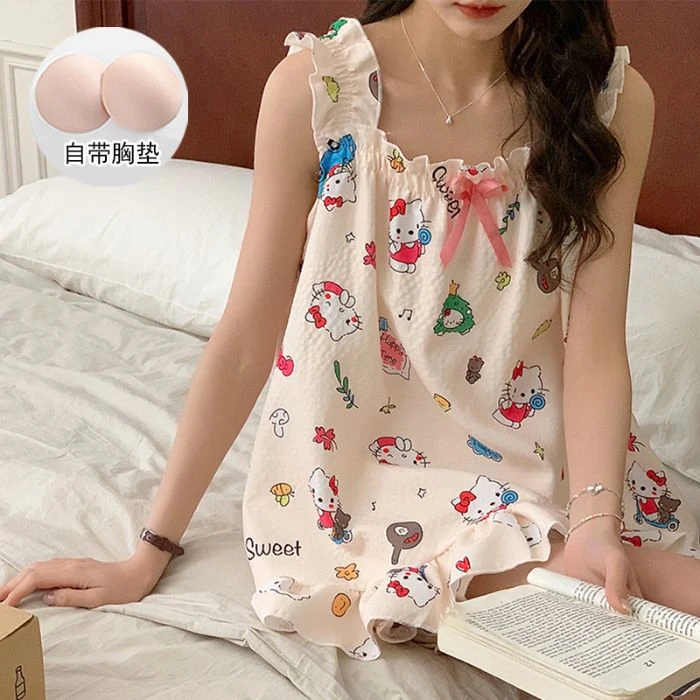 2025网红新款泡泡棉吊带蝴蝶结睡衣女夏季甜美翠花短裤套装可外穿