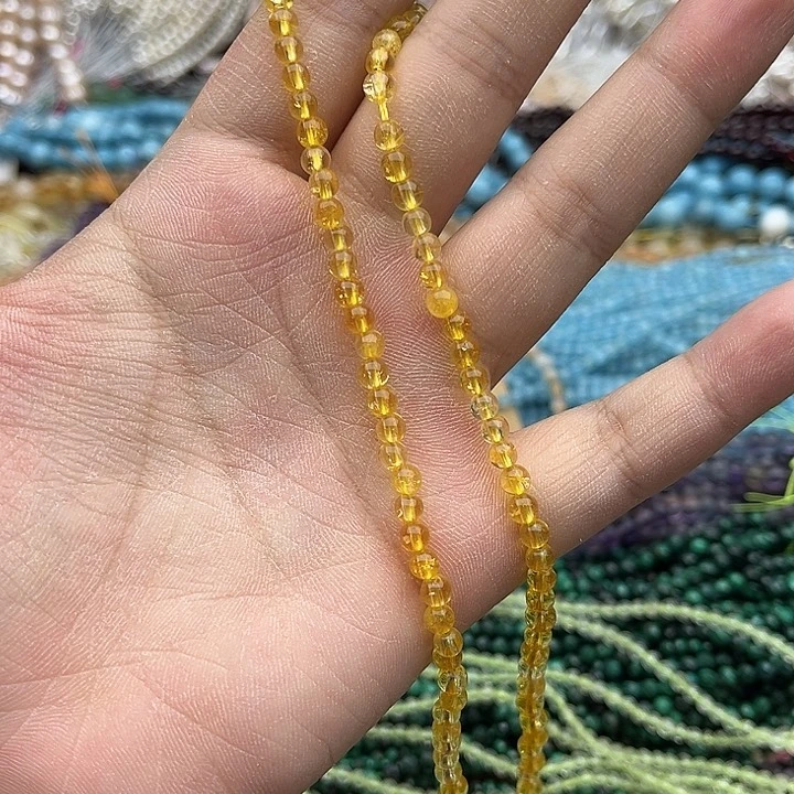 玛瑙/玉髓未镶嵌珠宝半成品一条4mm左右黄阿塞