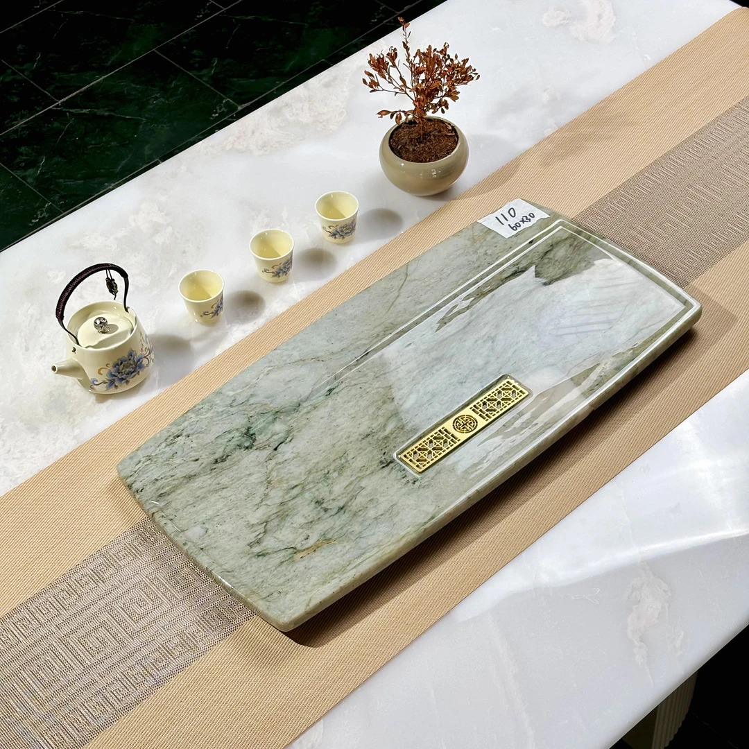 翡翠绿（60*30）湿泡办公家用奢石茶盘保证天然
