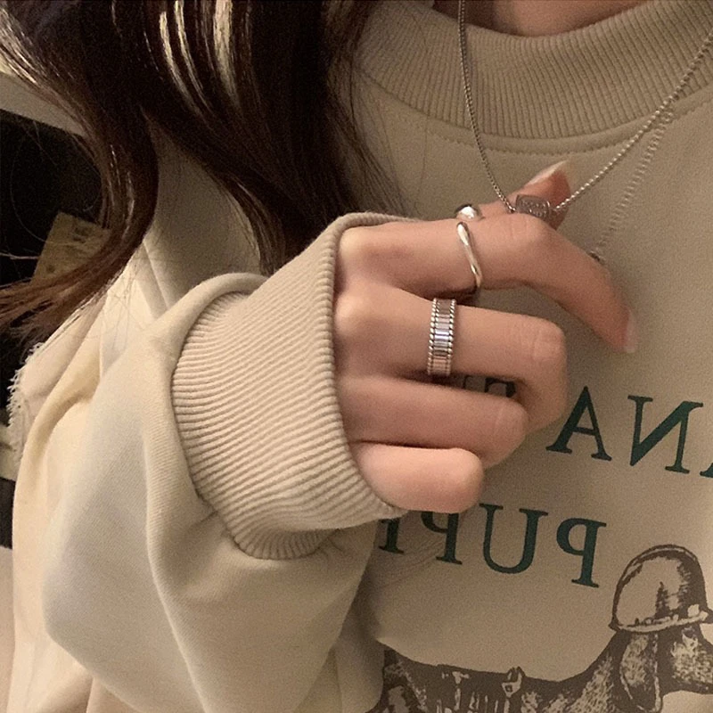 钛钢戒指 日韩活口原创设计女时尚轻奢韩版小众简约冷淡风