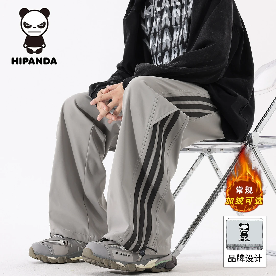 HiPanda美式工装休闲裤子男款2025秋冬季加绒加厚宽松直筒运动裤