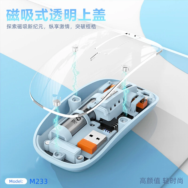将顿适用苹果华为无线蓝牙三模静音透明鼠标商务办公礼品创意