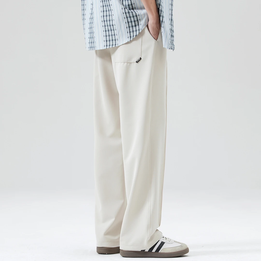 号志HAOZHI夏季潮流宽松直筒休闲裤男士轻薄透气针织凉感西裤男款