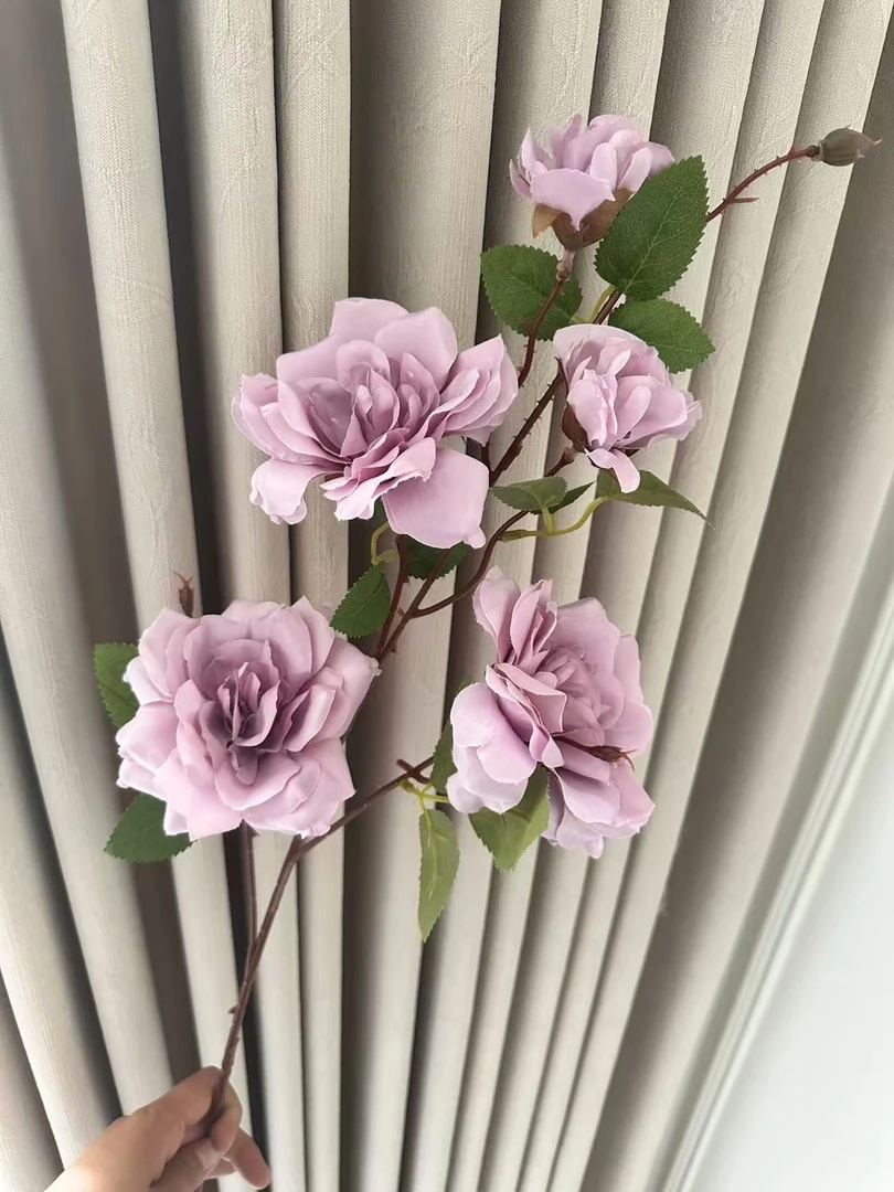 5头莱菲玫瑰仿真花婚庆婚礼堂插花假花