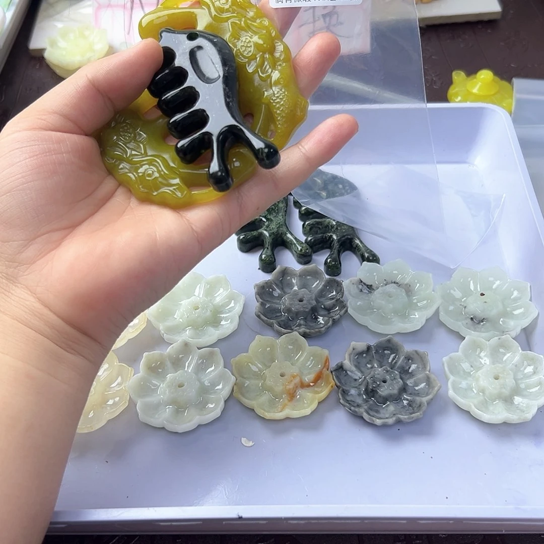 合金蛇纹石玉发饰紫*