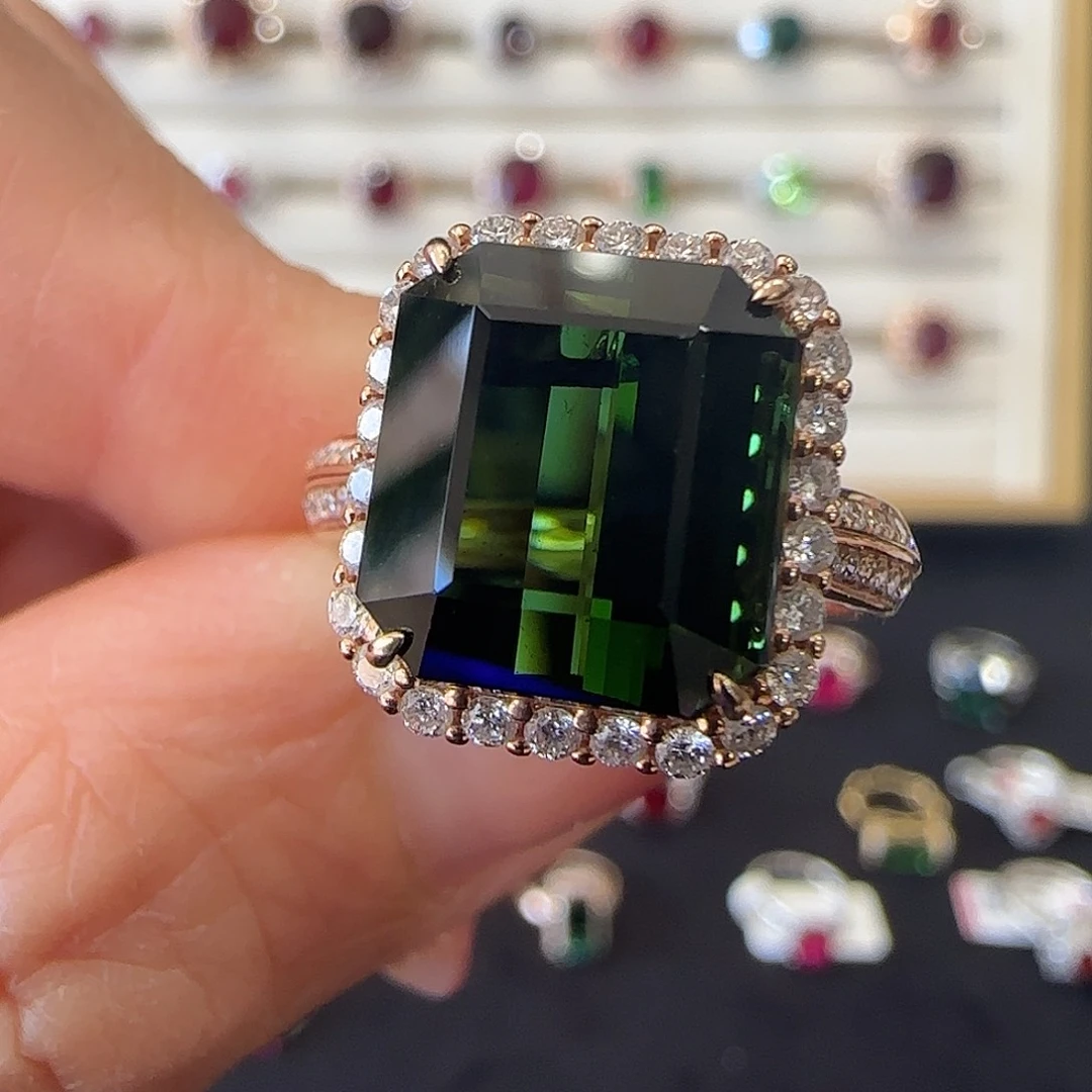 碧玺戒指18K金镶嵌7.55c t