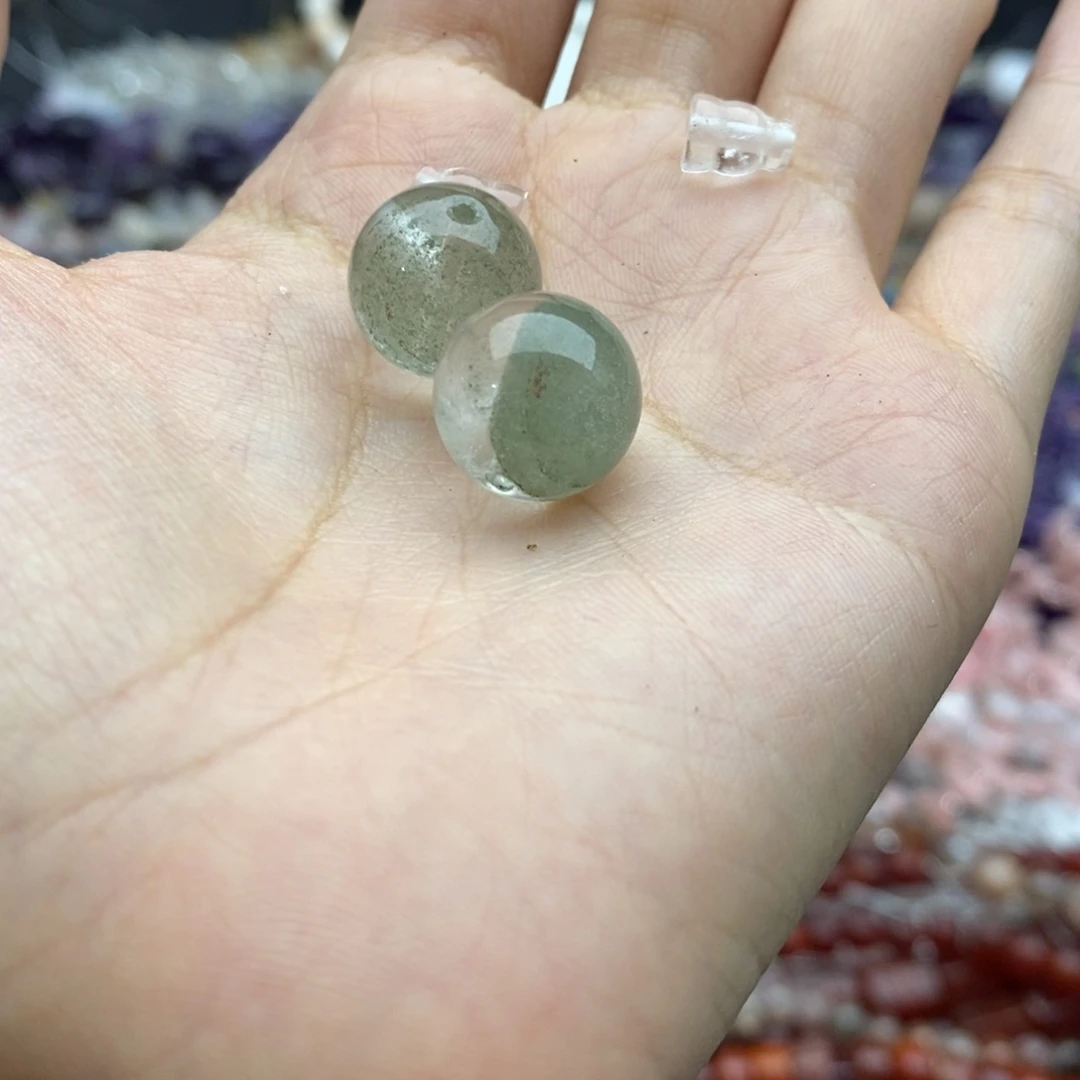 未镶嵌玛瑙/玉髓珠宝半成品一套纯天然满天星绿幽灵水晶三通14mm