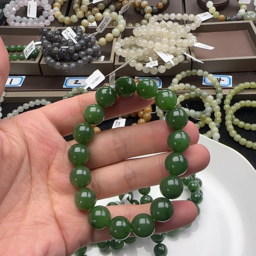 和田玉未镶嵌手链卡12老俄料玉化红皮，37