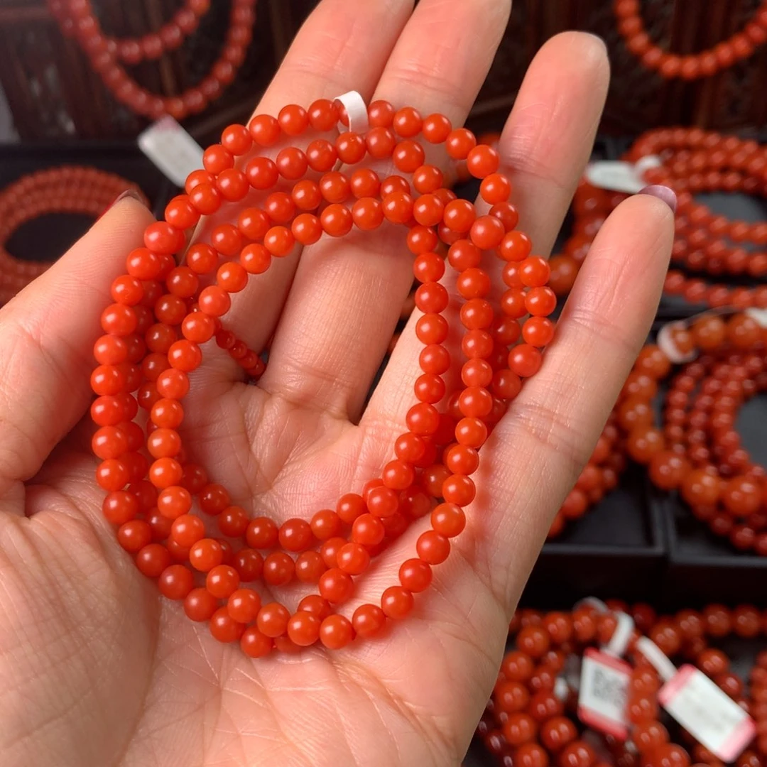 南红玛瑙手链未镶嵌4m佛珠糖