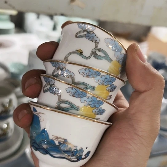 盘杯四个陶瓷陶瓷