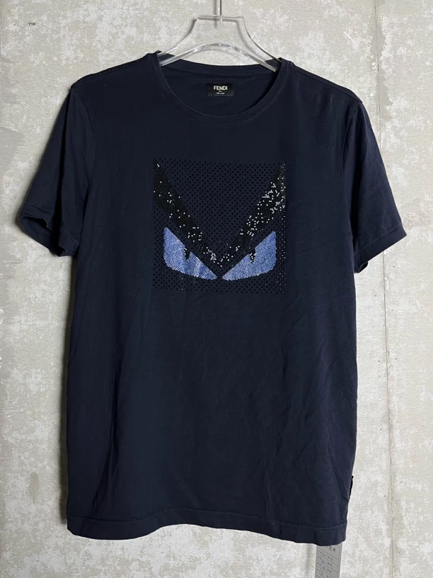 未使用 FENDI/芬迪 50*1/水钻印花纯色大眼短袖/08682