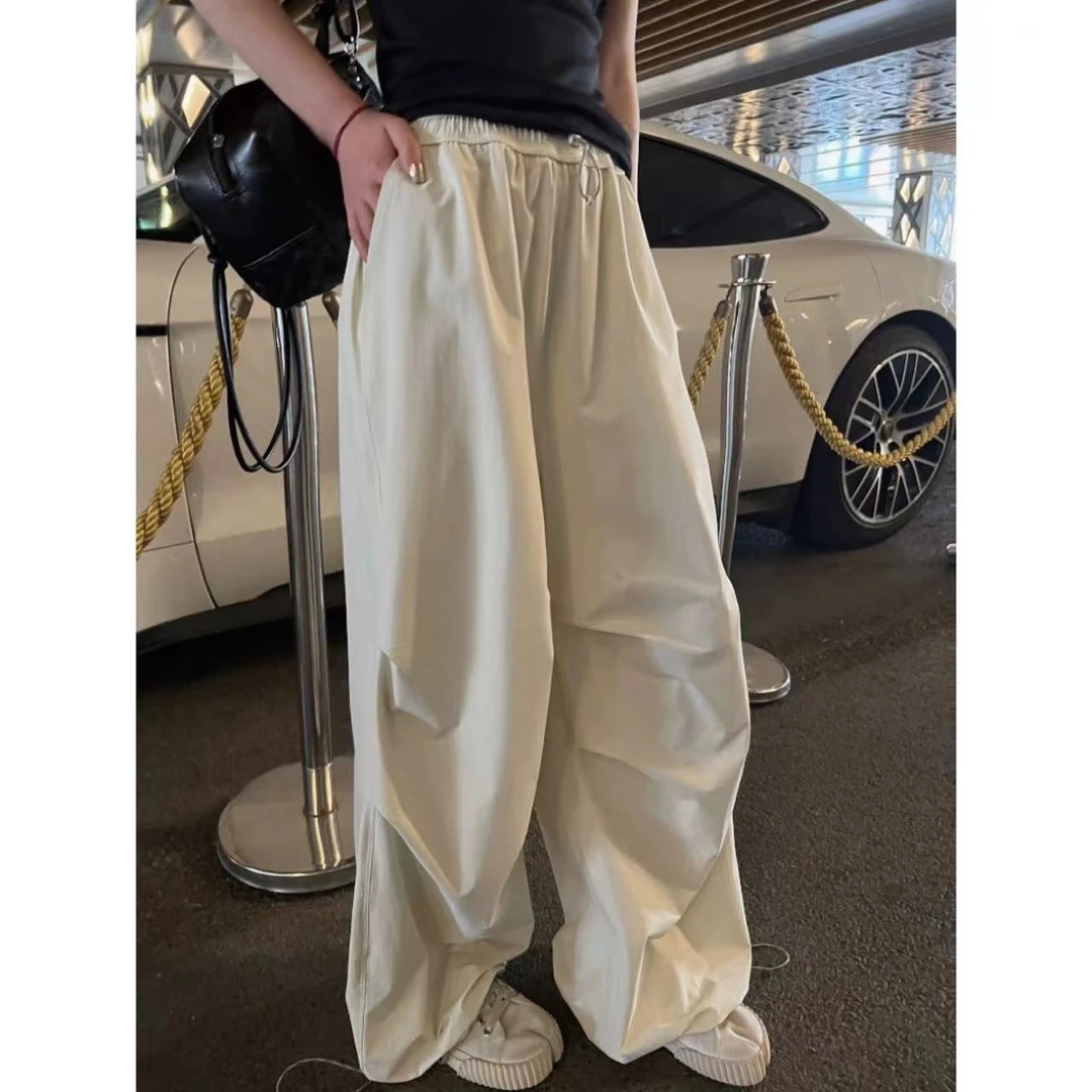 徐秋阳  降落伞工装裤  百搭时尚休闲简约春夏新款白色工装裤9367