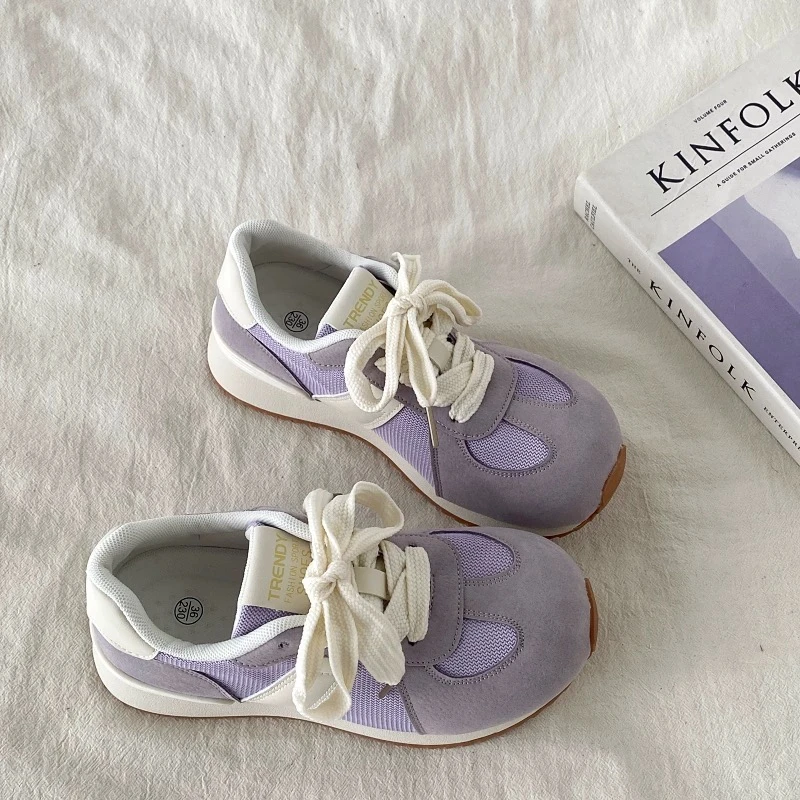A9916 紫网面透气厚底2025夏季新款爆款丑萌设计感百搭阿甘运动鞋