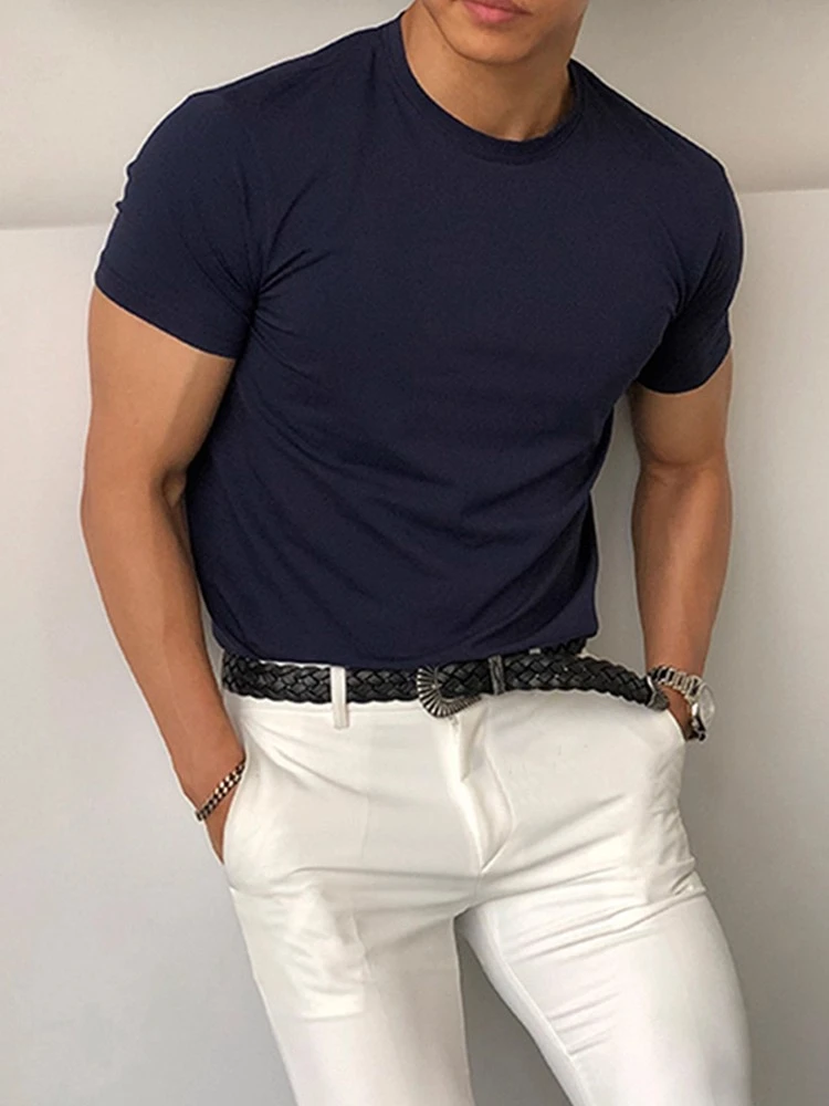 短袖t恤男青年潮流休闲百搭圆领上衣打底美式亲肤男士休闲圆领T恤