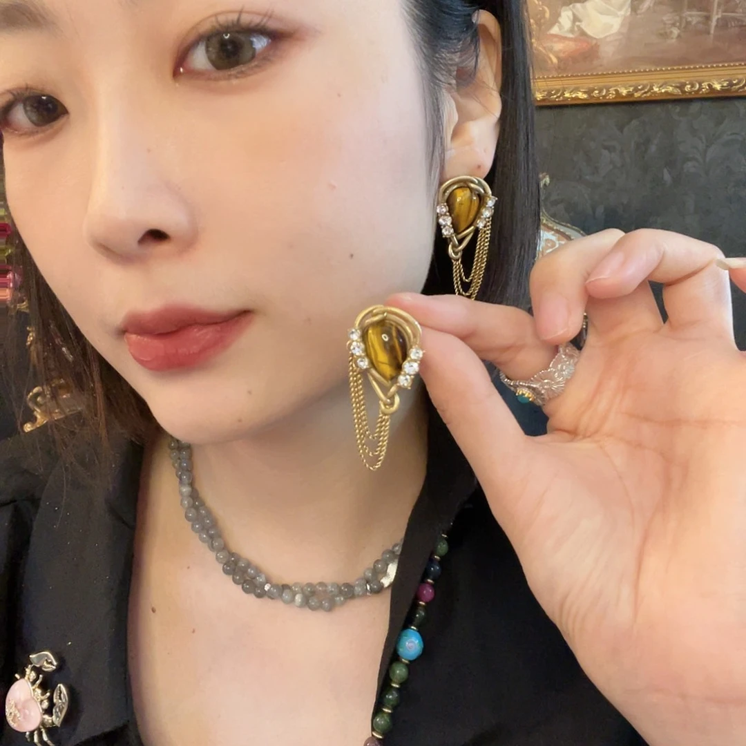 黄铜琉璃925银耳饰