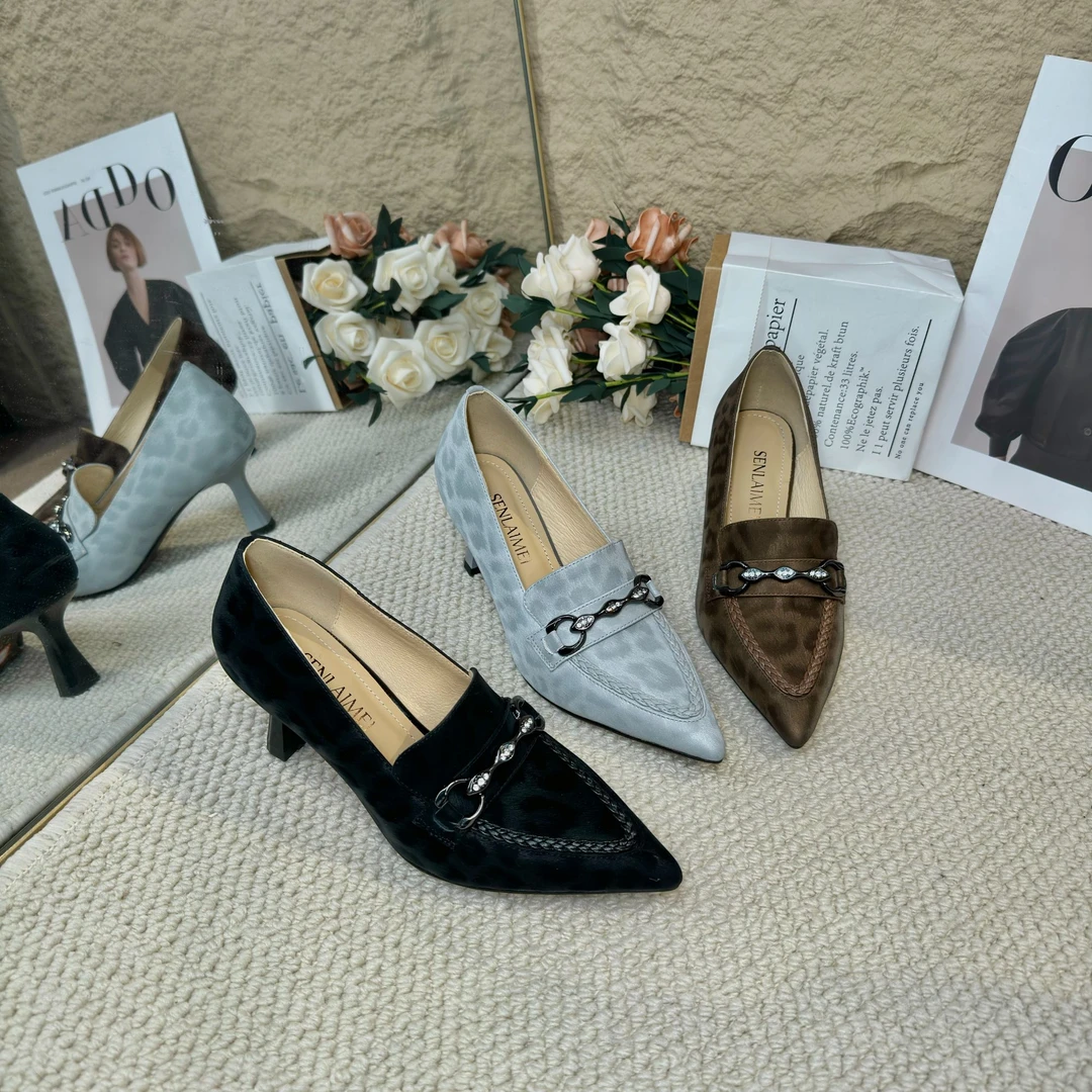 【官宣】SLM/牛皮/6CM/33-40/9022新款豹纹尖头高跟百搭女鞋细跟