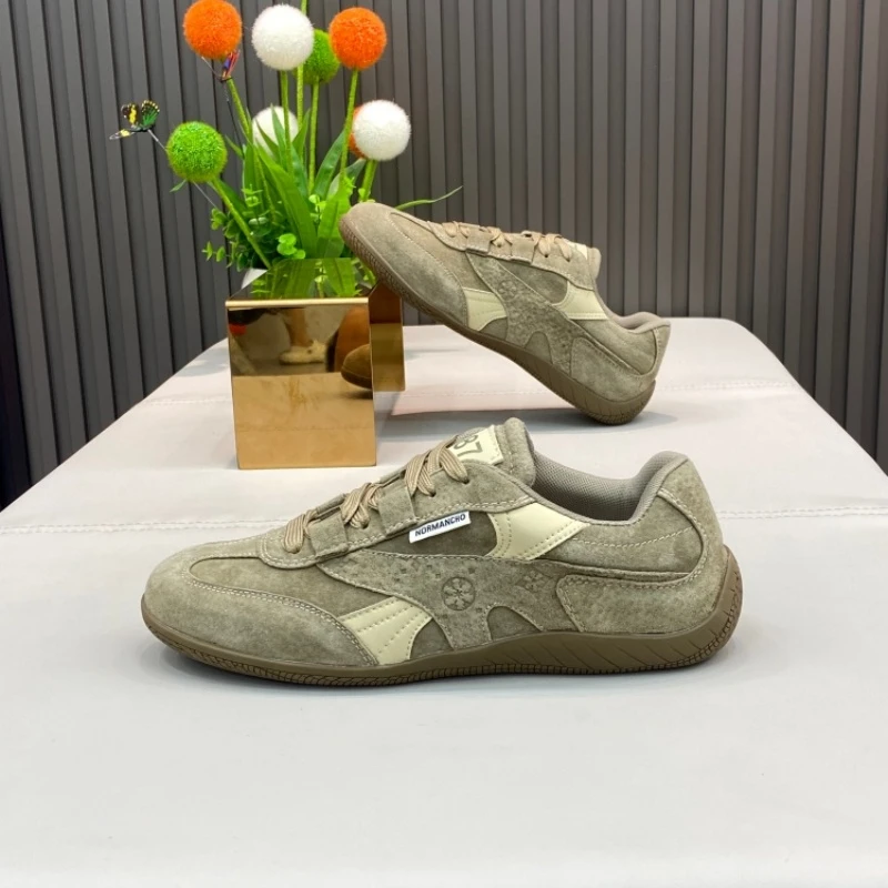 复古时尚休闲风德训鞋潮牌小众男款黑色板鞋秋季男款潮鞋百搭鞋子