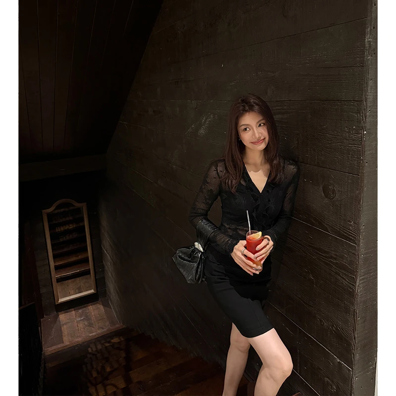 【ALONE SAVOR】龍喜儿魅力姐姐  优雅肌理感提花衬衫小衫K123