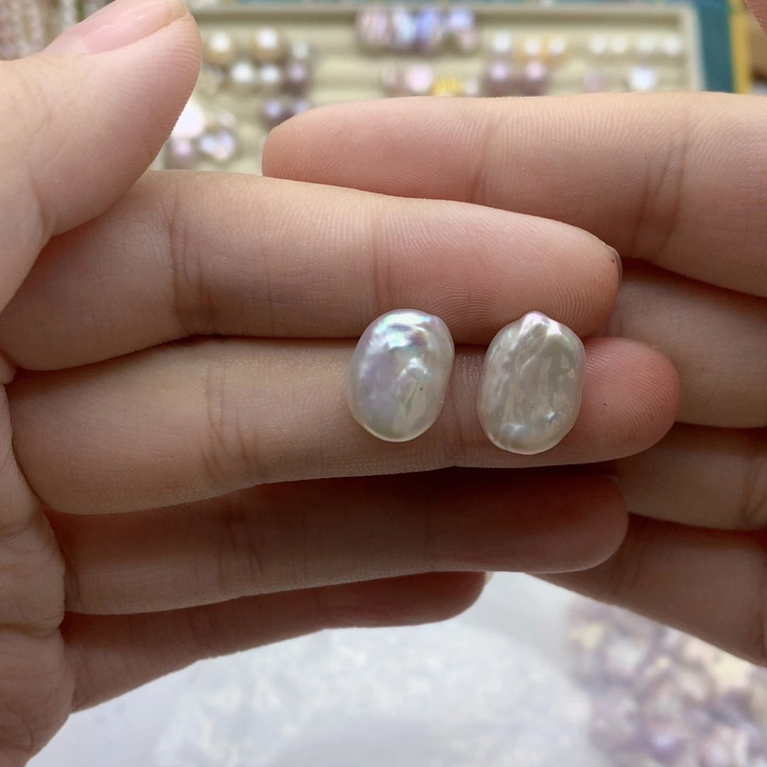 银S925镶嵌淡水珍珠耳饰