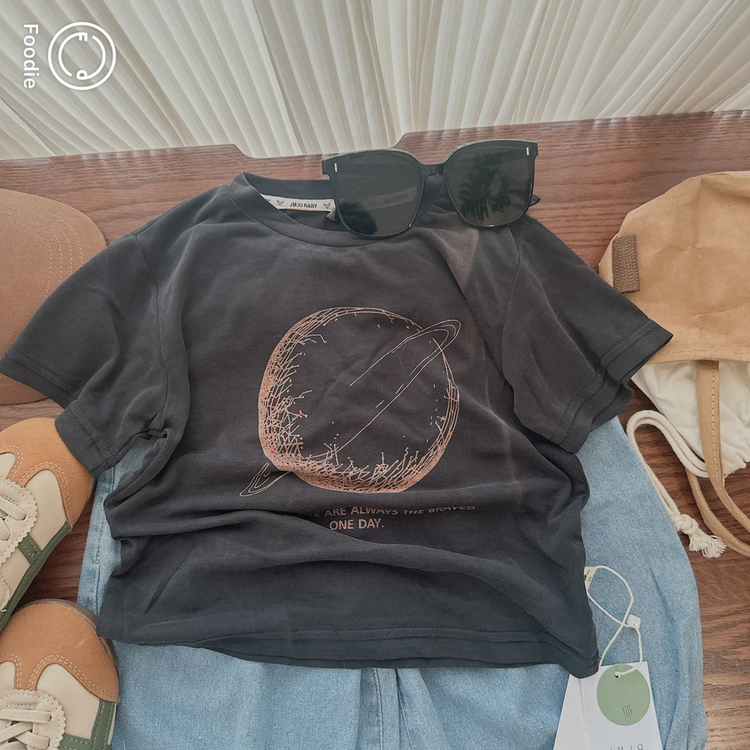 【JMJQ 20618】夏季儿童韩系悬垂冰感星空星球印花凉爽短袖